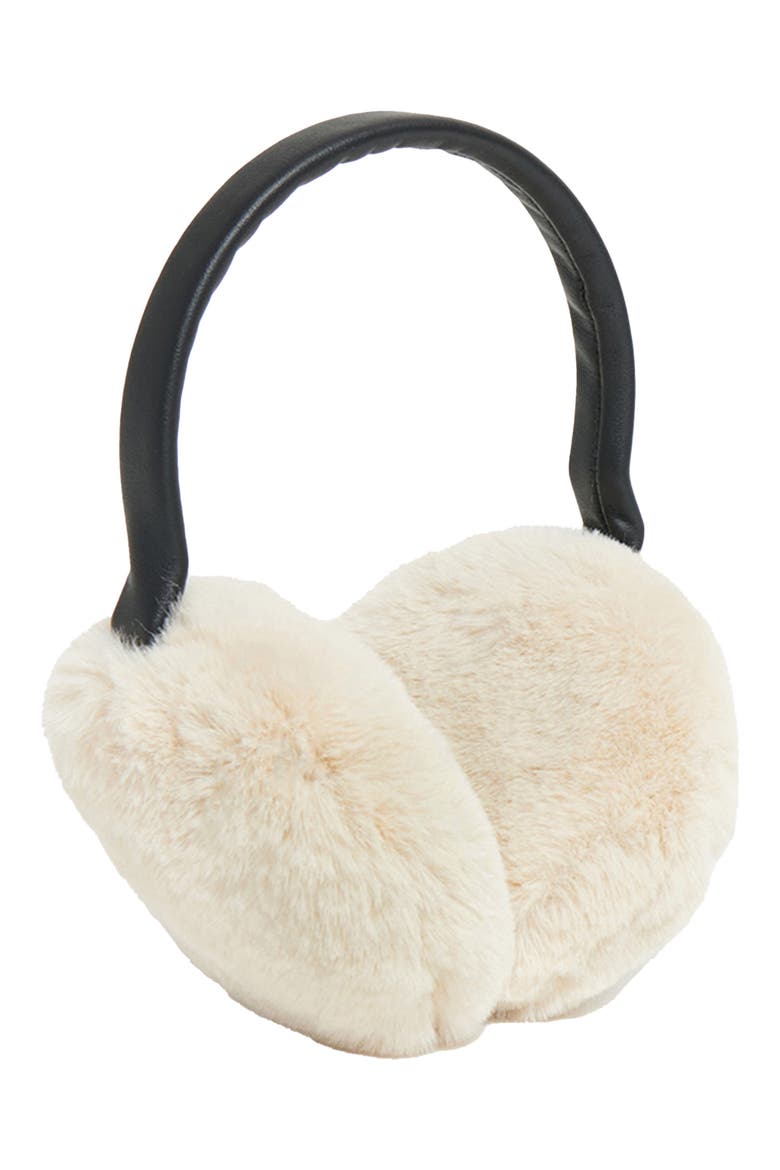 Esme Faux Fur Earmuffs, Main, color, LATTE