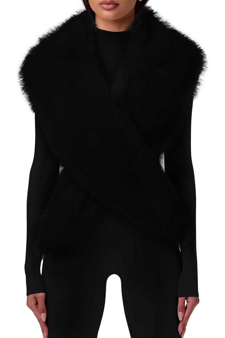 Faux Fur Scarf, Main, color, BLACK