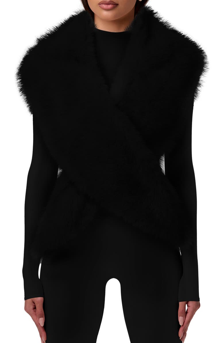 Naked Wardrobe Faux Fur Scarf, Main, color, Black