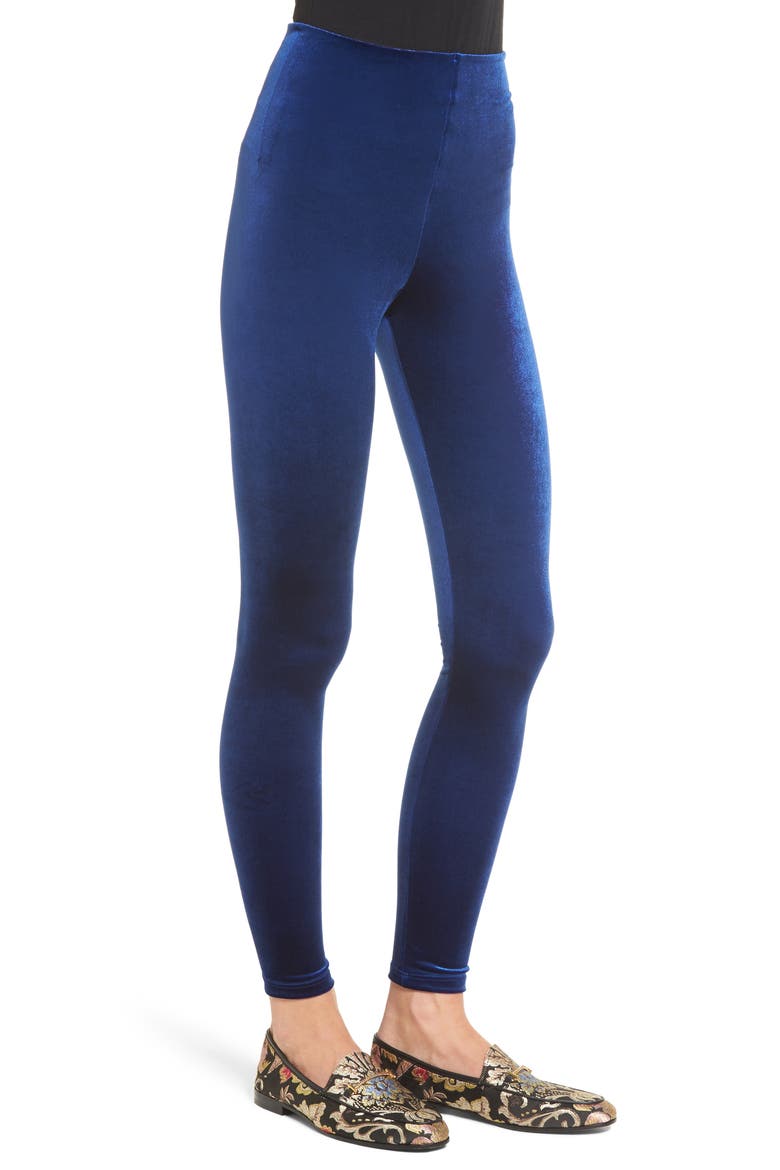 Perfect Control Top Velvet Leggings, Alternate, color, SAPPHIRE