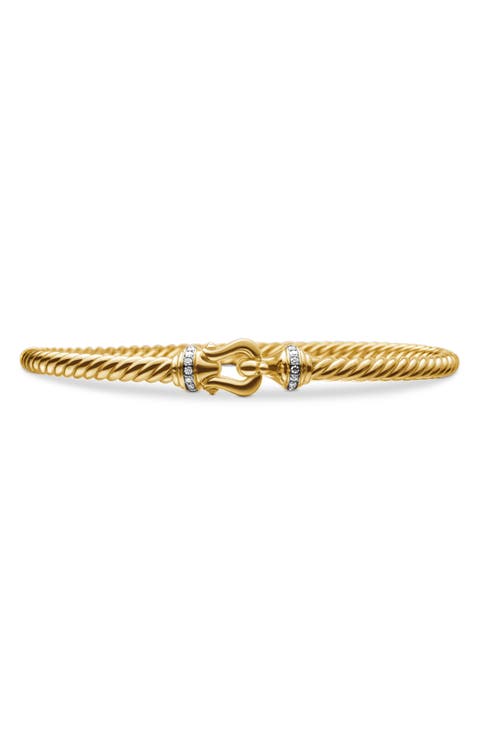 Buckle Cablespira® 18K Yellow Gold & Diamond Bracelet, 3.5mm
