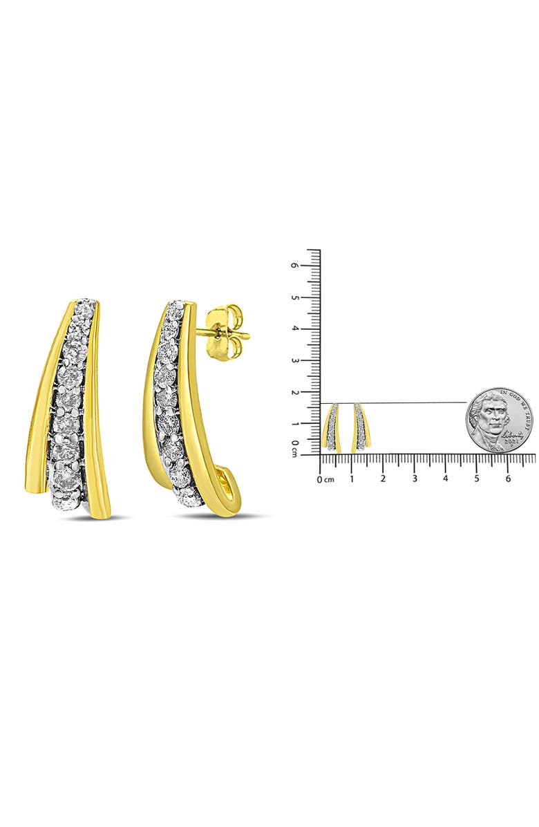 Haus of Brilliance 10K Yellow Gold Plated Silver 1.00 Ct Diamond Graduated Huggie Stud Earrings, Alternate, color, Yellow