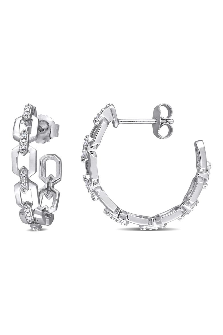 Diamond Open Work Hoop Earrings - 0.14ct., Main, color, SILVER