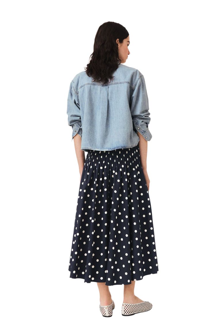 Long cotton skirt, Alternate, color, Navy dots print