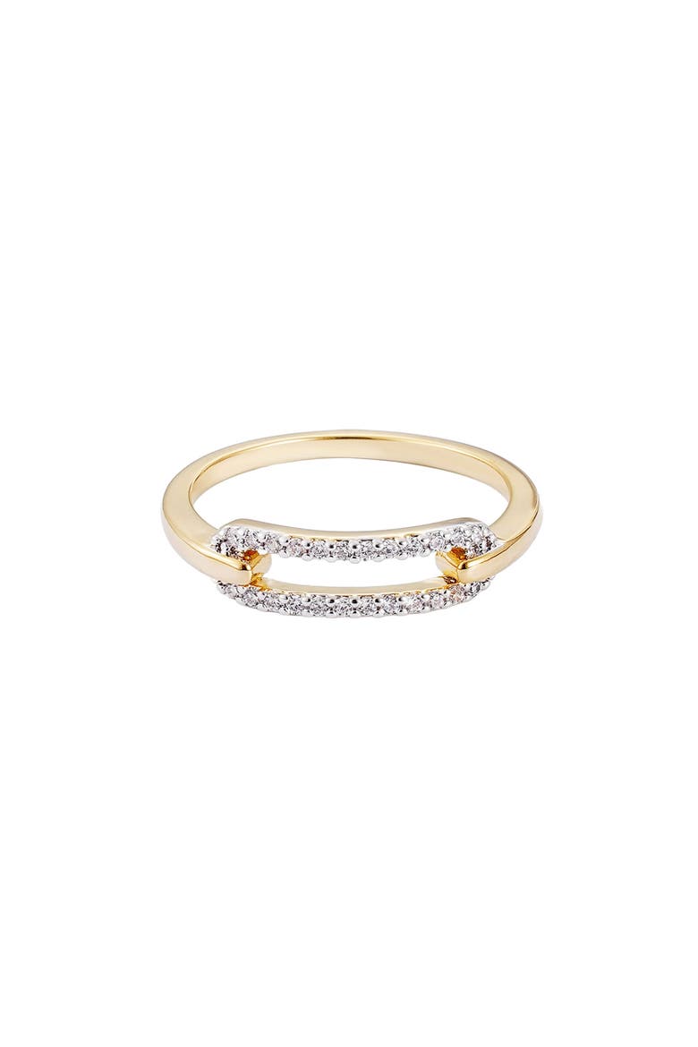 14K Gold Plated Cubic Zirconia Link Ring, Alternate, color, GOLD