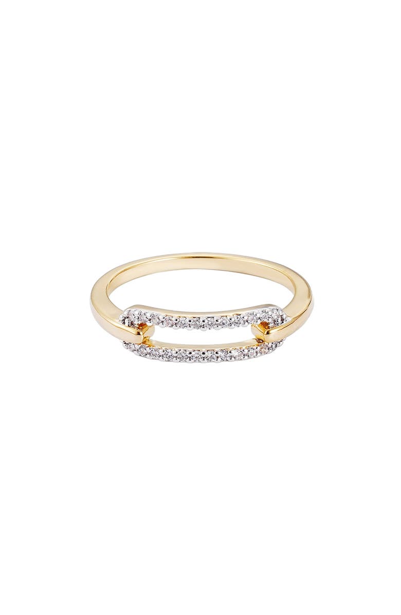 Adornia 14K Gold Plated Cubic Zirconia Link Ring, Alternate, color, Gold