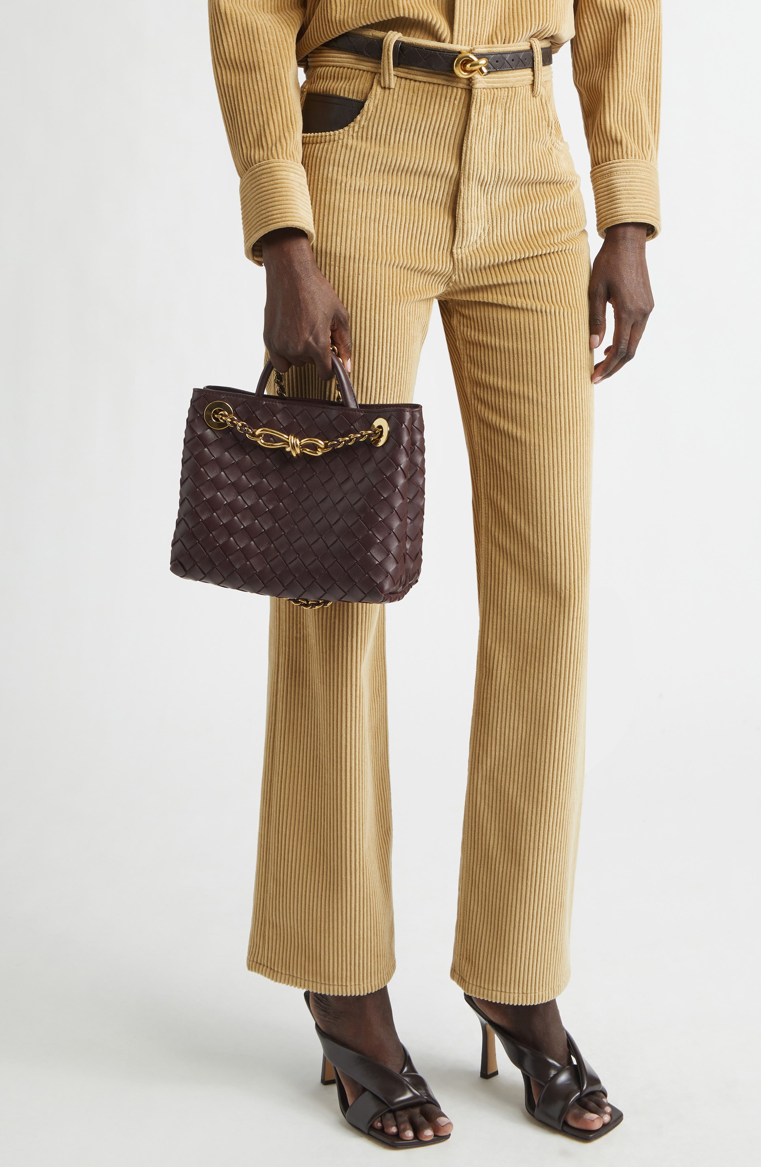 Bottega Veneta Small Andiamo Chain Leather Shoulder Bag, Alternate, color, 2264 Dark Barolo-M Brass