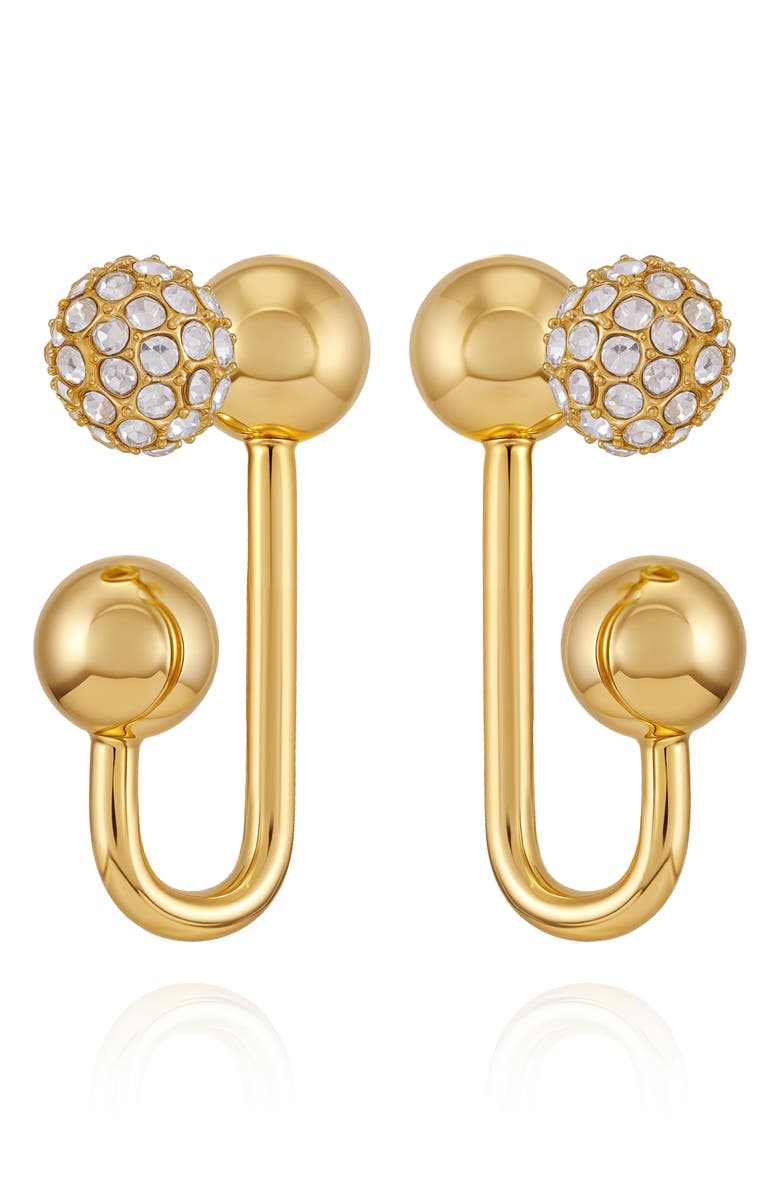 Vince Camuto Crystal Front/Back Earrings, Alternate, color, Gold Tone