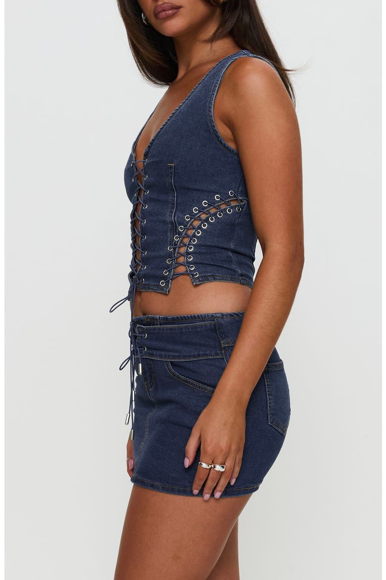 Popular Low Rise Denim Miniskirt, Alternate, color, BLUE