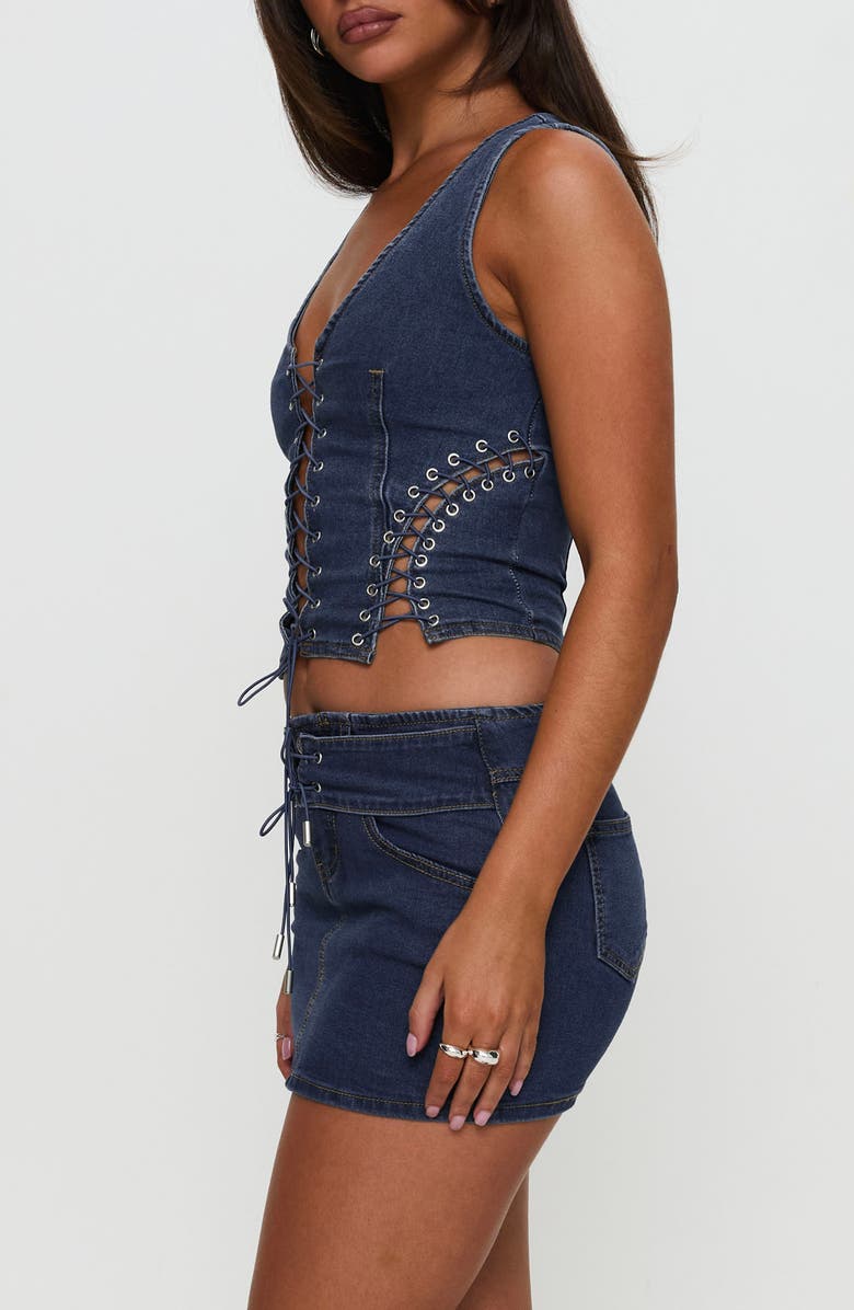 Princess Polly Popular Low Rise Denim Miniskirt, Alternate, color, Blue