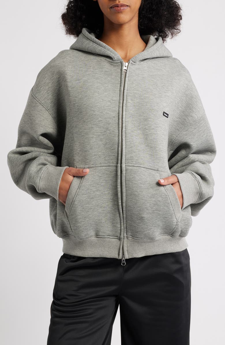 Iets Frans Boxy Scuba Knit Zip Hoodie, Alternate, color, Grey