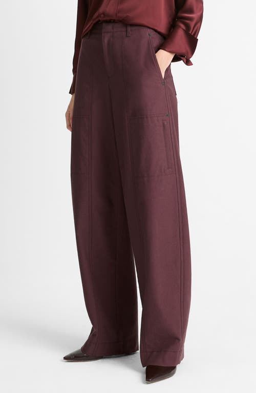 Vince Mid-rise Wool Utility Pants In Cherry Night