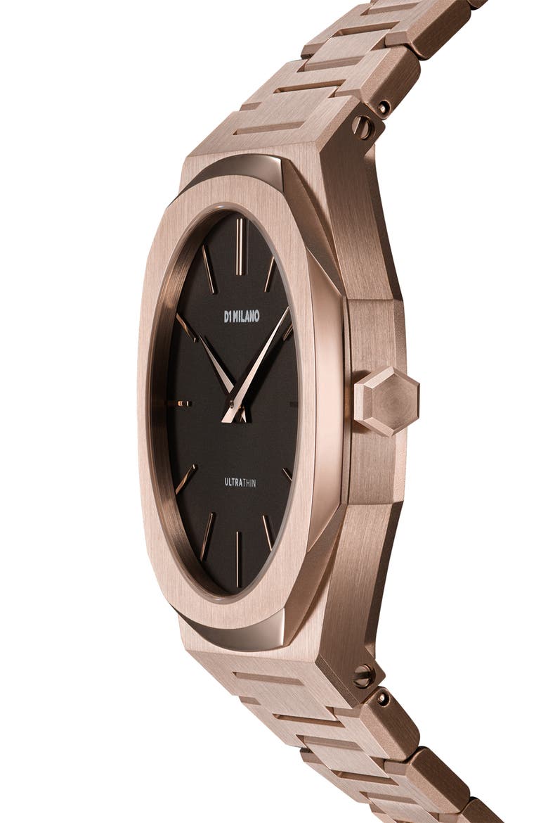 Ultra Thin Bracelet Watch, 40mm, Alternate, color, BLACK/ ROSE GOLD