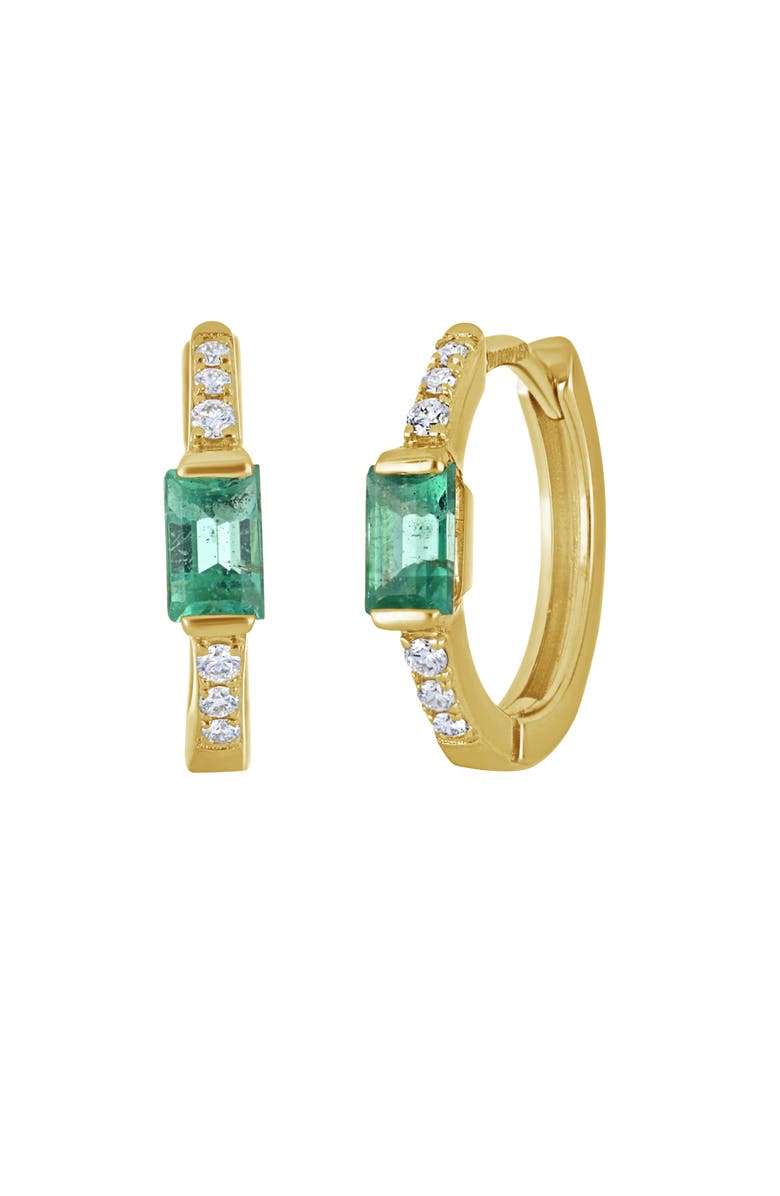 Bony Levy El Mar Baguette Emerald Huggie Hoop Earrings, Main, color, 
