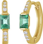 Bony Levy El Mar Baguette Emerald Huggie Hoop Earrings
