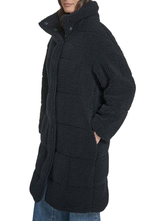 Levi's Quilted Fleece Long Teddy Coat In Blue