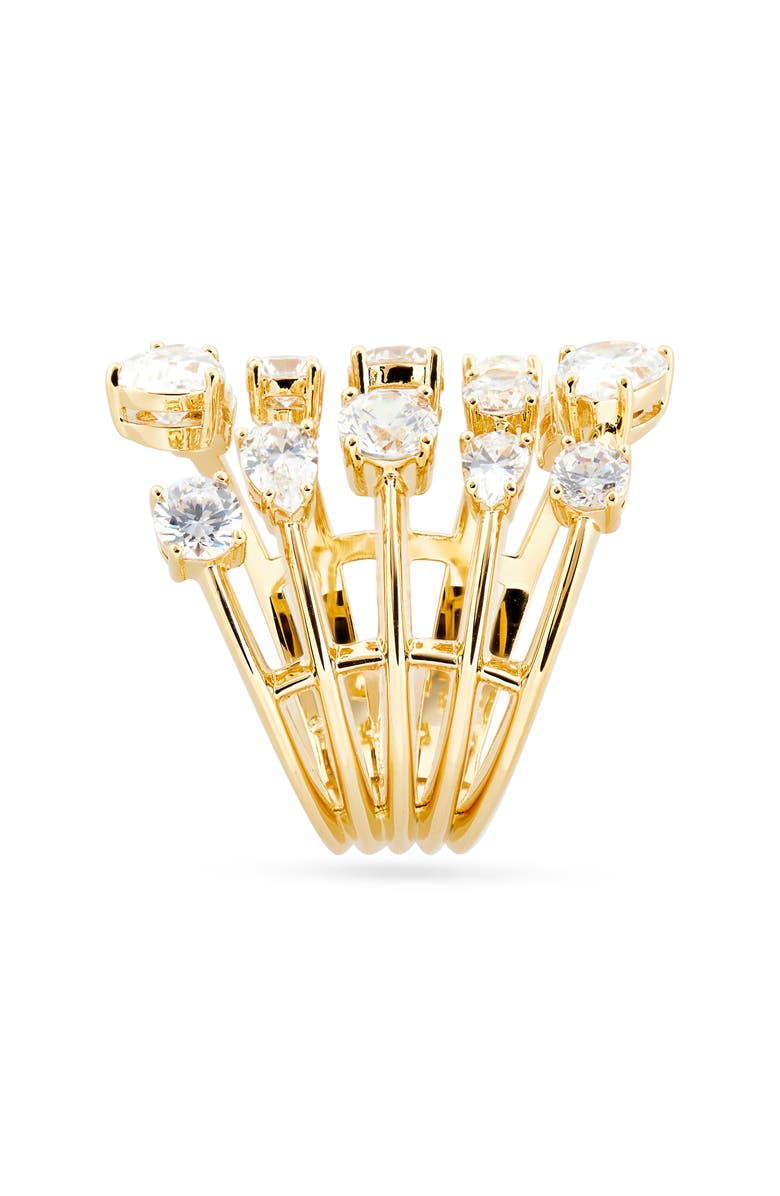 Nadri Hollywood Multi Row Cubic Zirconia Ring, Alternate, color, Gold
