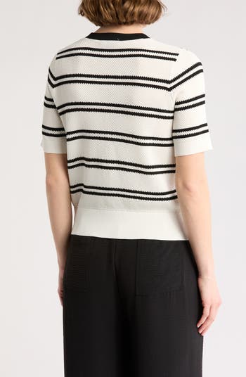 Stripe Short Sleeve Cardigan