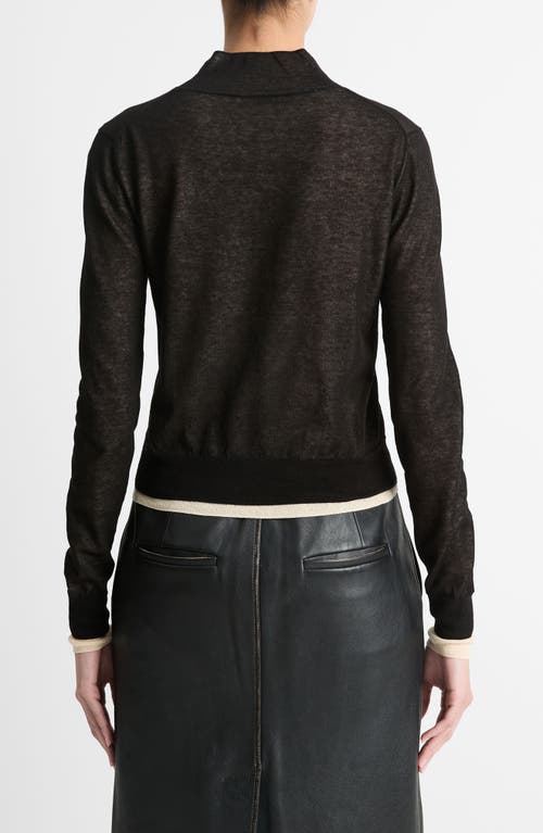 Vince Double Layer Mock Neck Sweater In Black/white Sand
