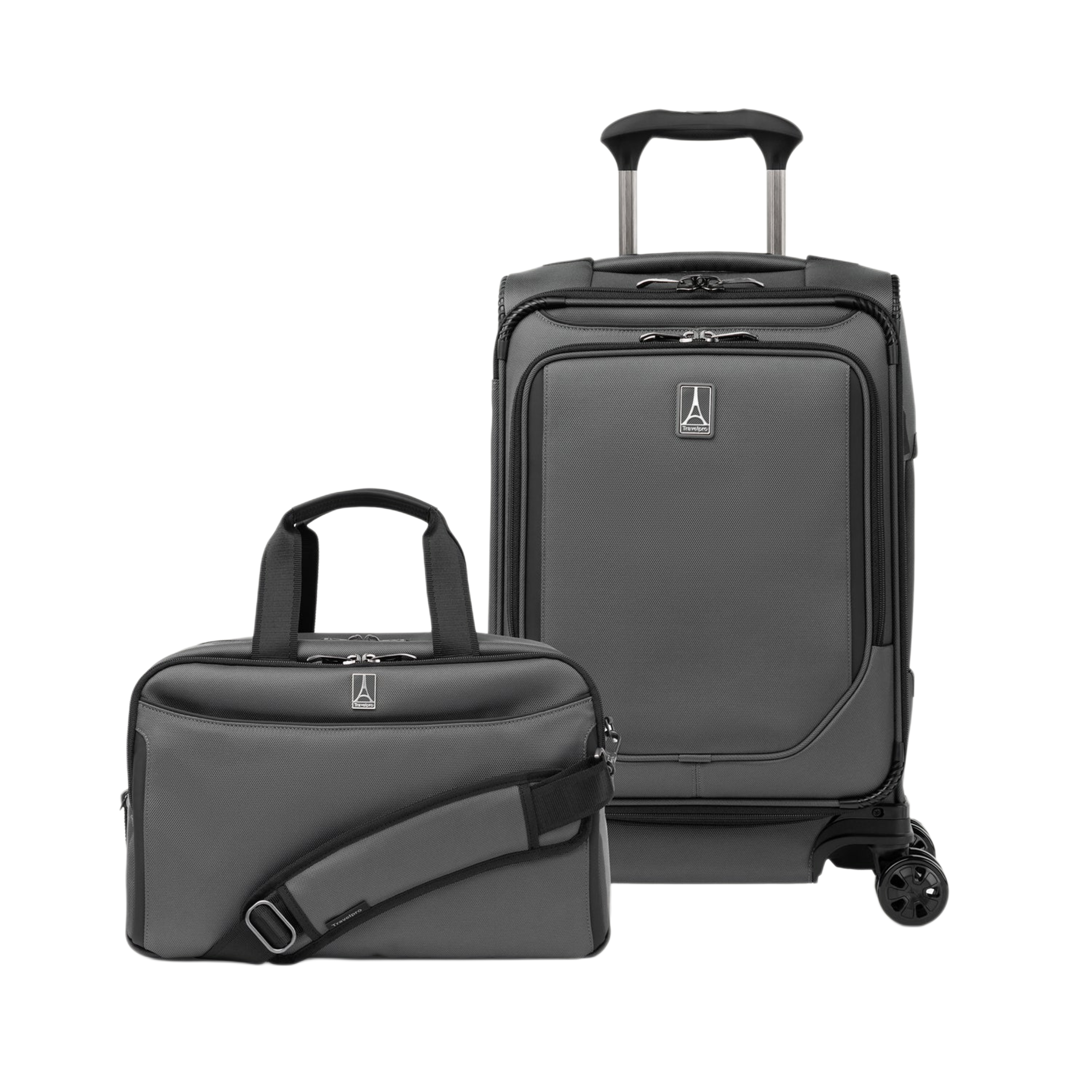 TRAVELPRO Crew Classic 2-Piece Set - Carry On 21-Inch Spinner & Underseat Travel Tote Bag, Main, color, Titanium Grey