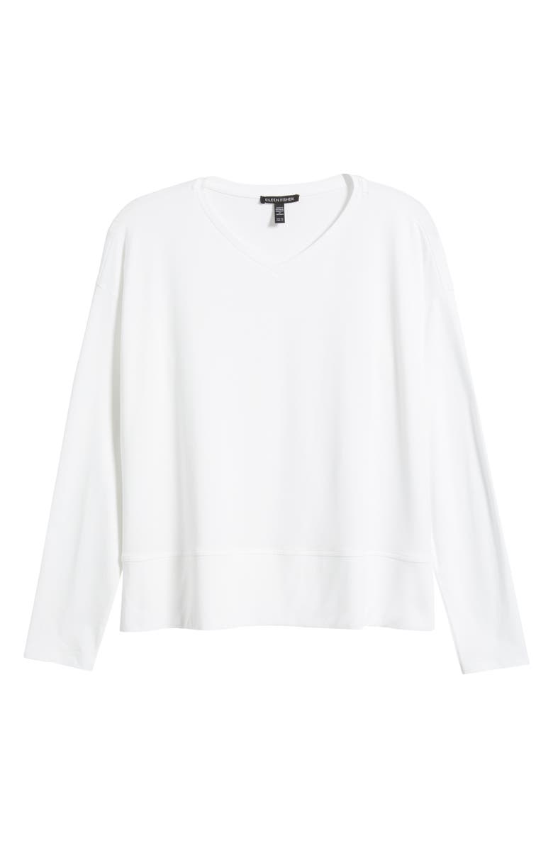 Eileen Fisher V-Neck Long Sleeve Box T-Shirt, Alternate, color, White