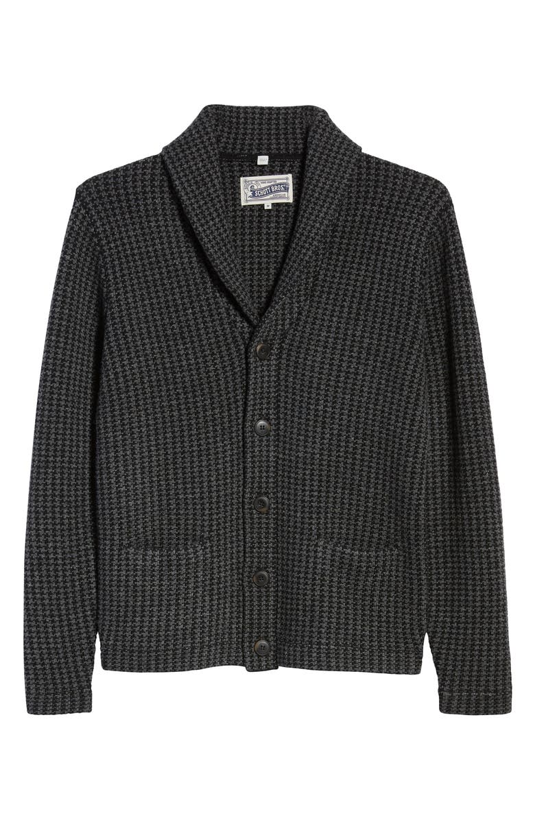Schott NYC Houndstooth Wool Blend Cardigan Sweater, Alternate, color,