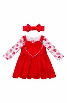 BABY STARTERS Heart Bodysuit, Dress & Bow Headband Set
