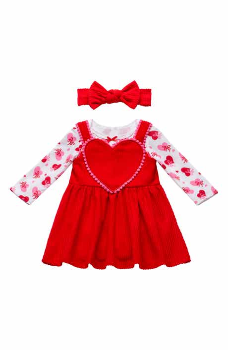 BABY STARTERS Heart Bodysuit, Dress & Bow Headband Set
