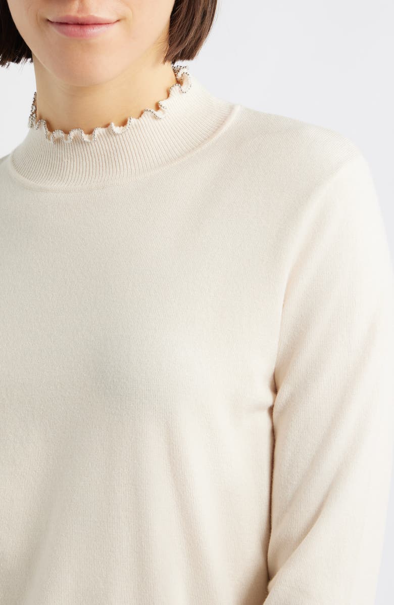Wit & Wisdom Bead Detail Mock Neck Sweater, Alternate, color, Ecru