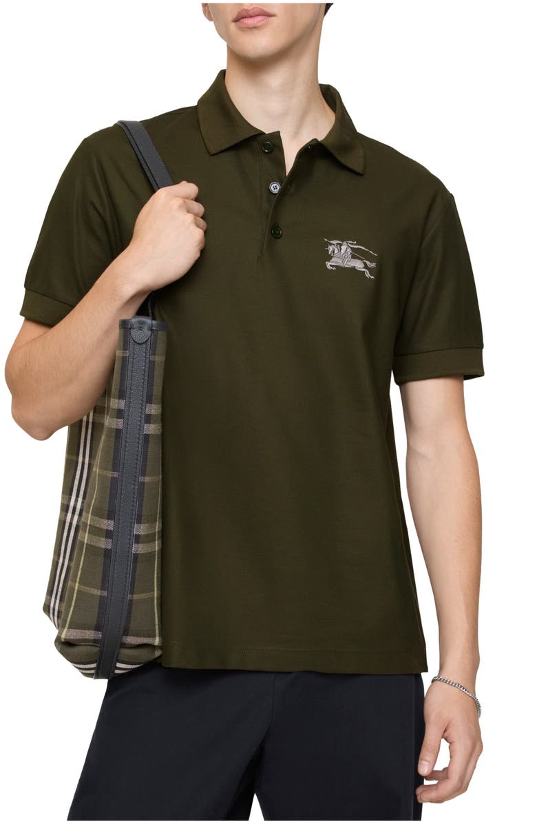 Burberry Metallic EKD Cotton Polo Shirt, Main, color, Marsh Green