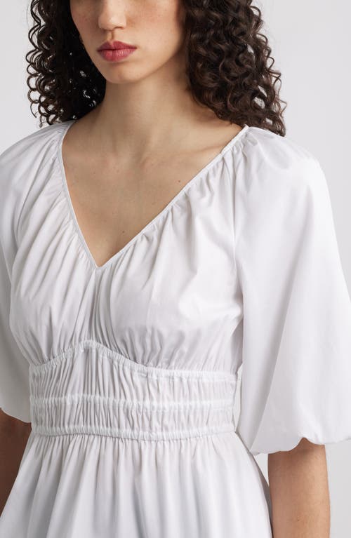 Nordstrom Puff Sleeve Cotton Poplin Shirt In White