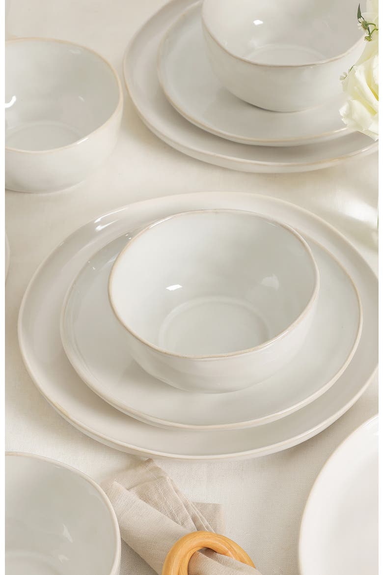 Mirella Stoneware 24-piece Dinnerware Set, Alternate, color, White
