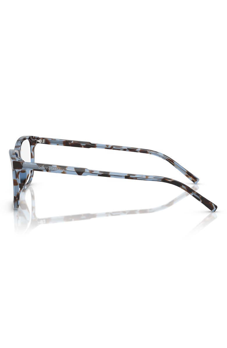 Dolce&Gabbana 53mm Rectangular Optical Glasses, Alternate, color, Havana Blue / Demo Lens