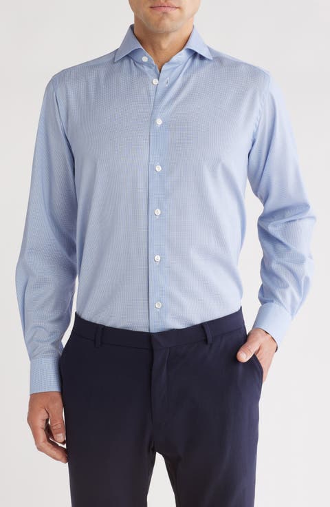 Contemporary Fit Houndstooth Merino Wool Dress Shirt
