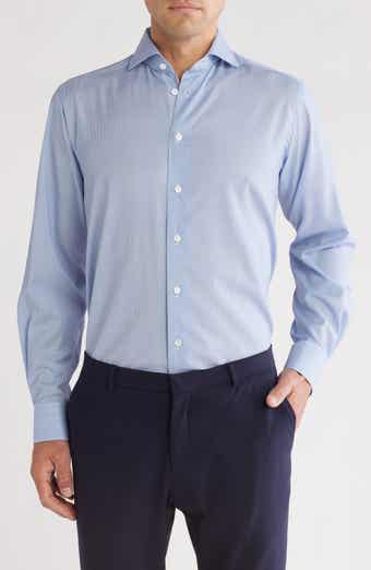 Eton Contemporary Fit Houndstooth Merino Wool Dress Shirt