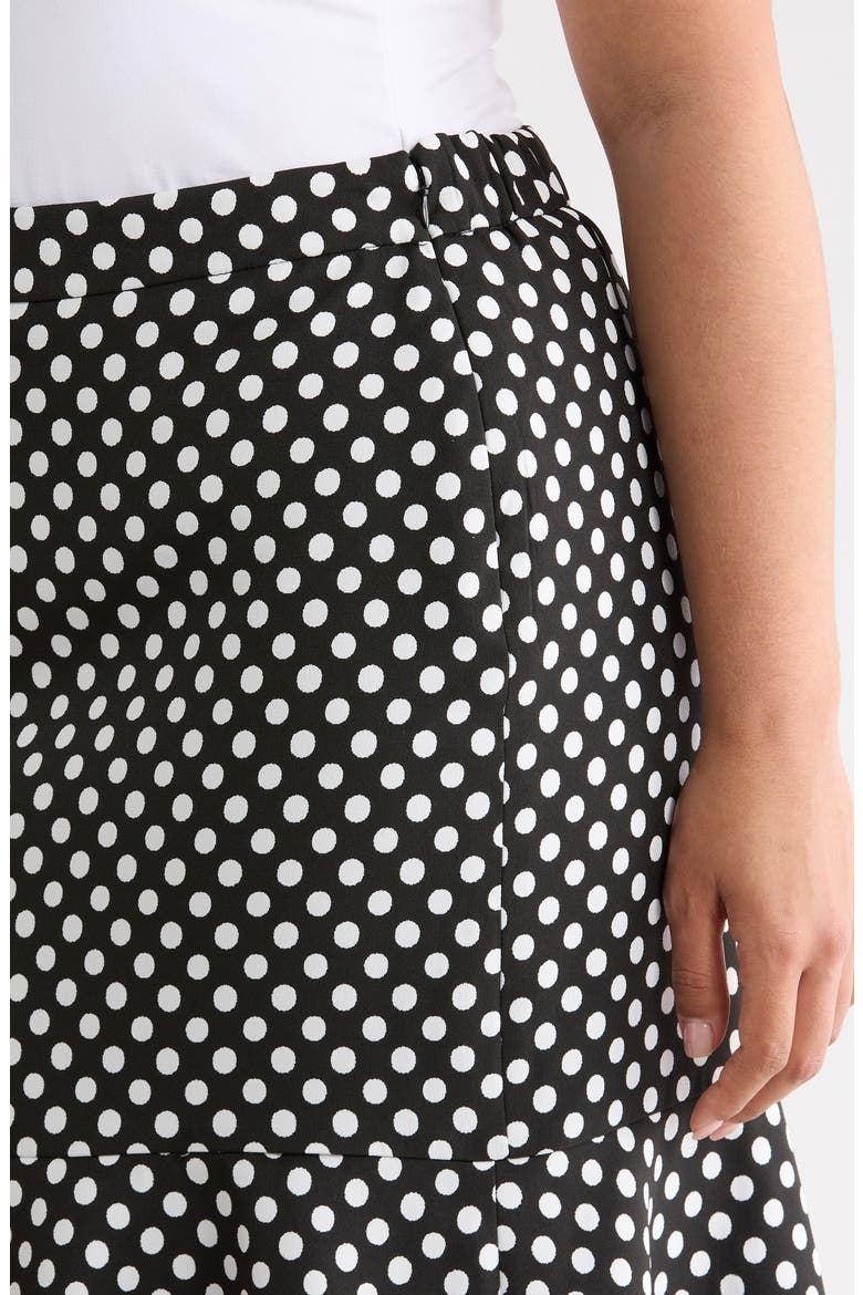 Dot Frill Hem Skirt, Alternate, color, BLACK/ LILY WHITE