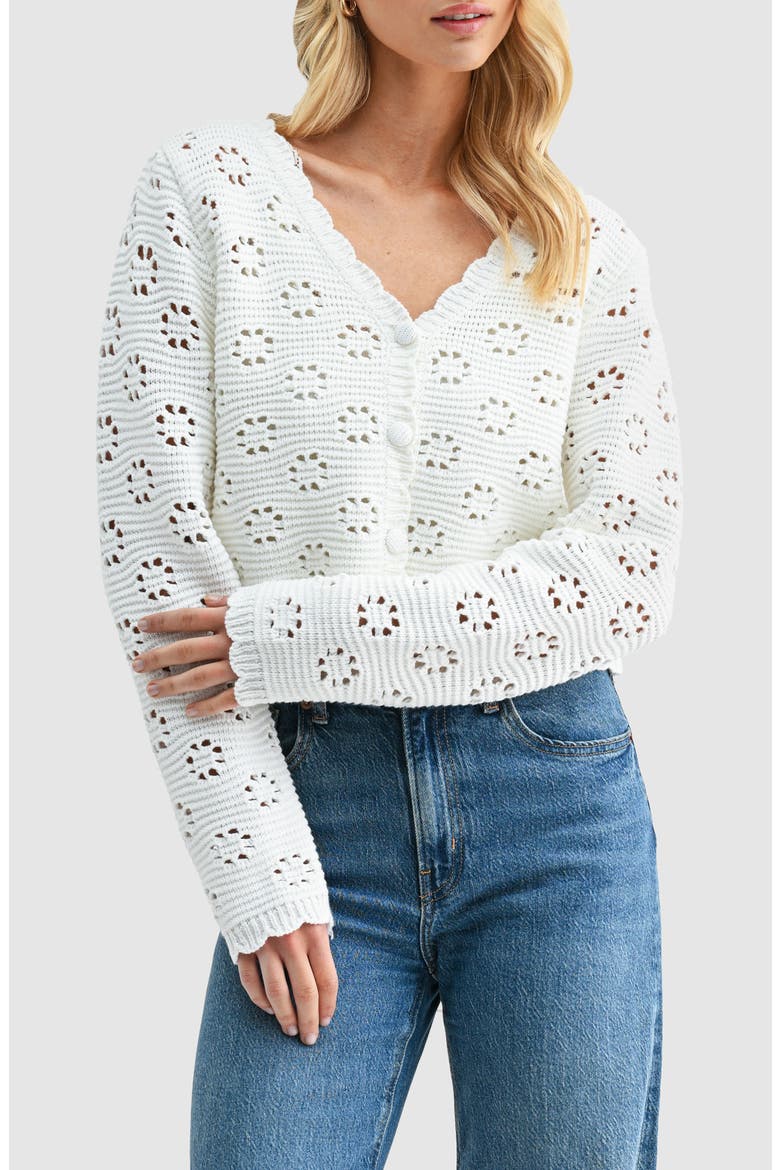 Open Stitch Cotton Blend Cardigan, Main, color, IVORY