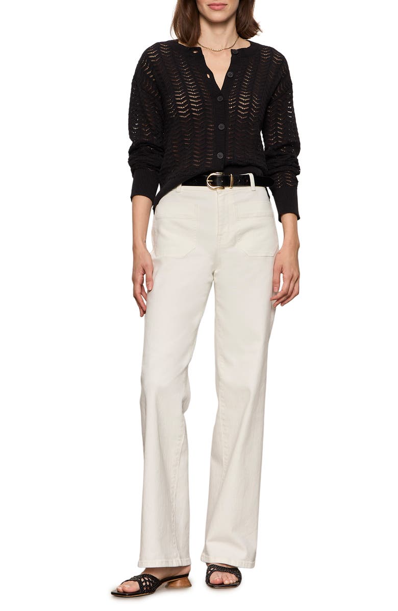 Sanctuary For Keeps Pointelle Cardigan, Alternate, color, Black