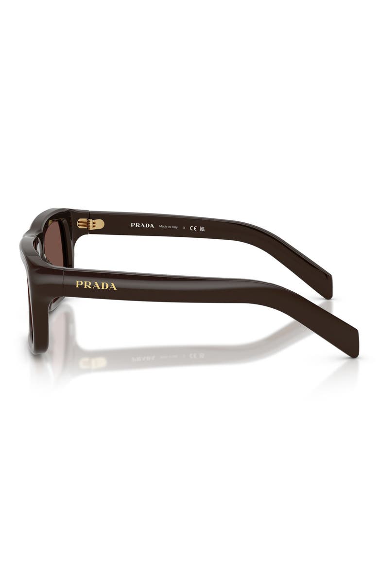 56mm Rectangular Sunglasses, Alternate, color, CIGAR / BLACK CHOCOLATE