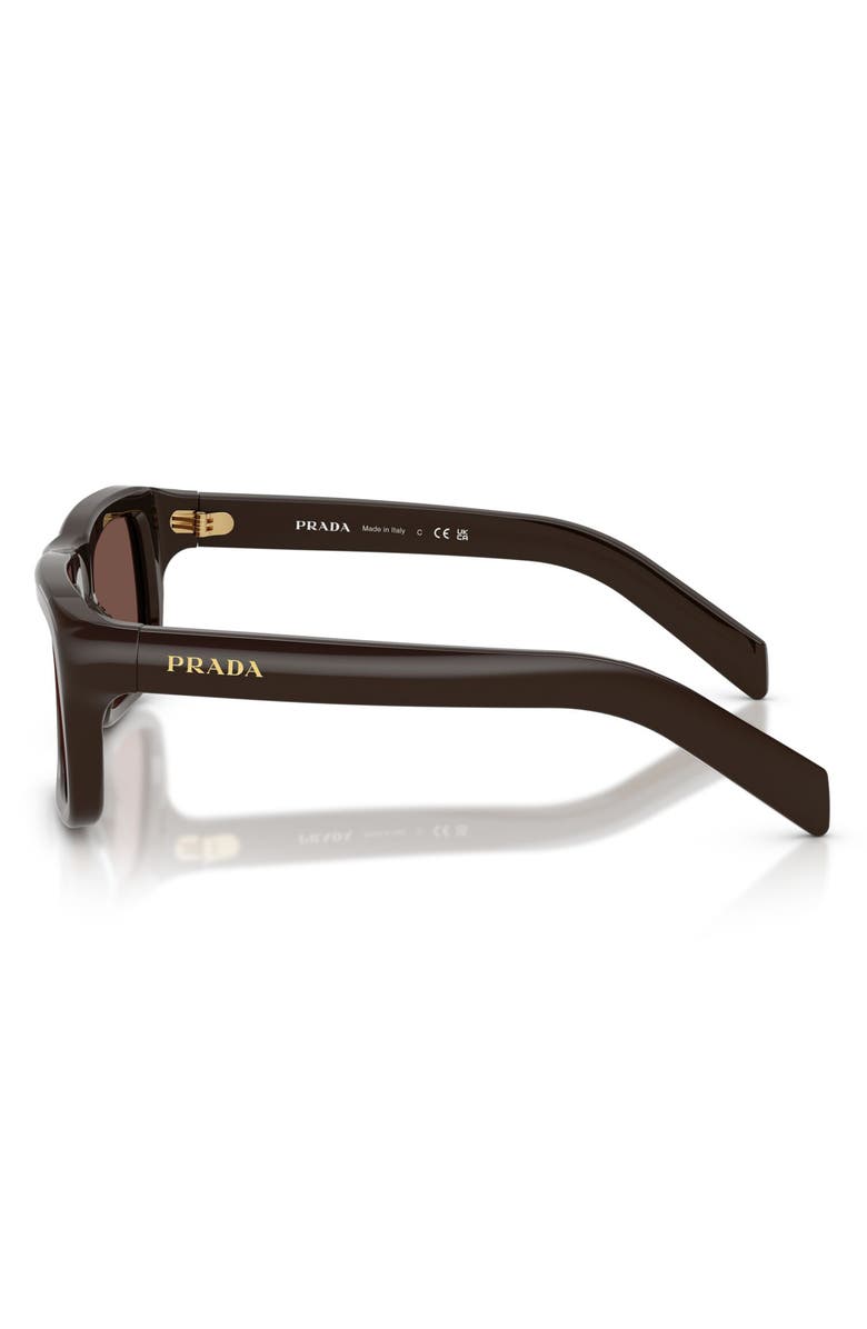Prada 56mm Rectangular Sunglasses, Alternate, color, Cigar / Black Chocolate
