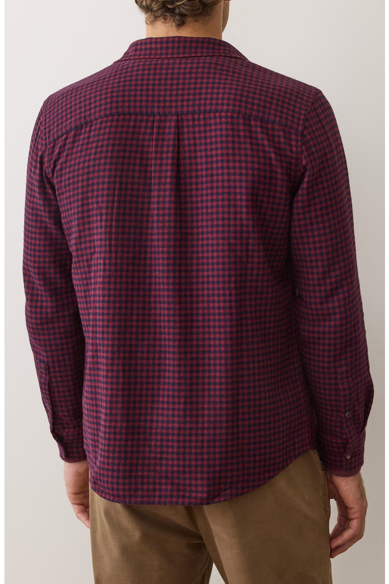 Tahoe Plaid Flannel Button-Up Shirt, Alternate, color, NAVY/RED GINGHAM