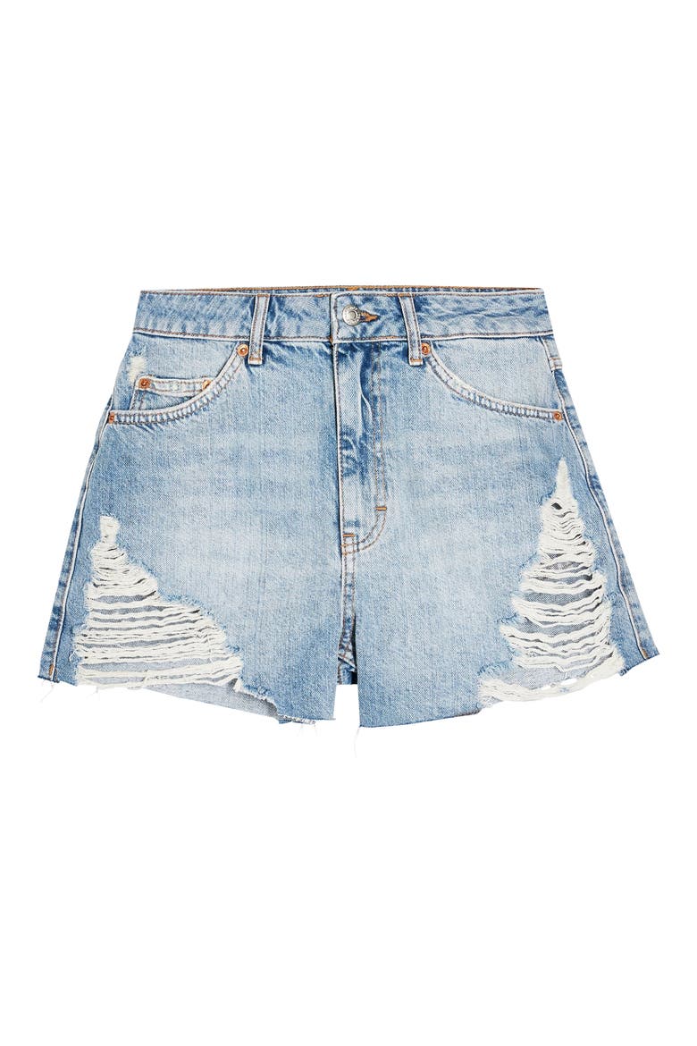 Super Rip Denim Mom Shorts, Alternate, color, MID BLUE