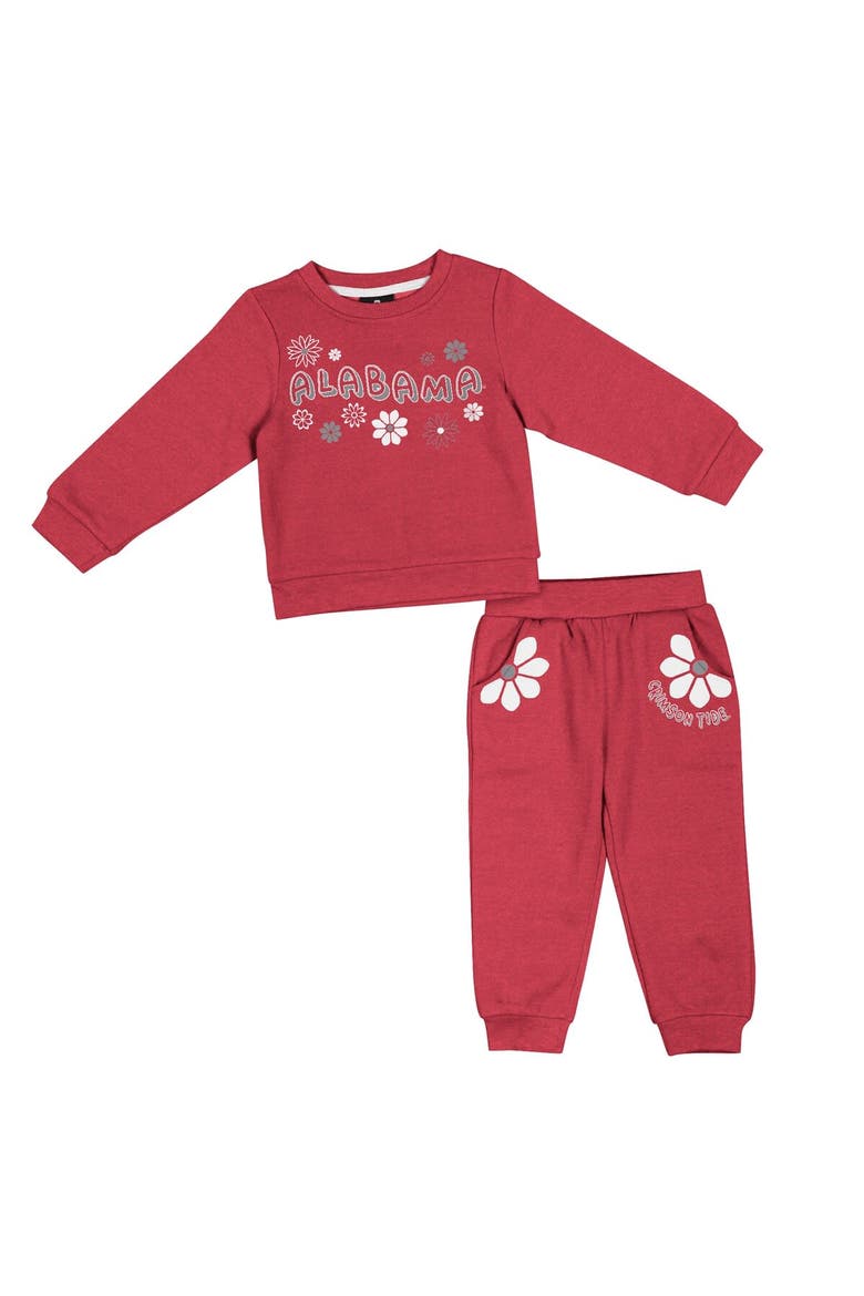Girls Toddler Colosseum Crimson Alabama Crimson Tide Flower Power Fleece Pullover Sweatshirt & Pants, Main, color, Crimson