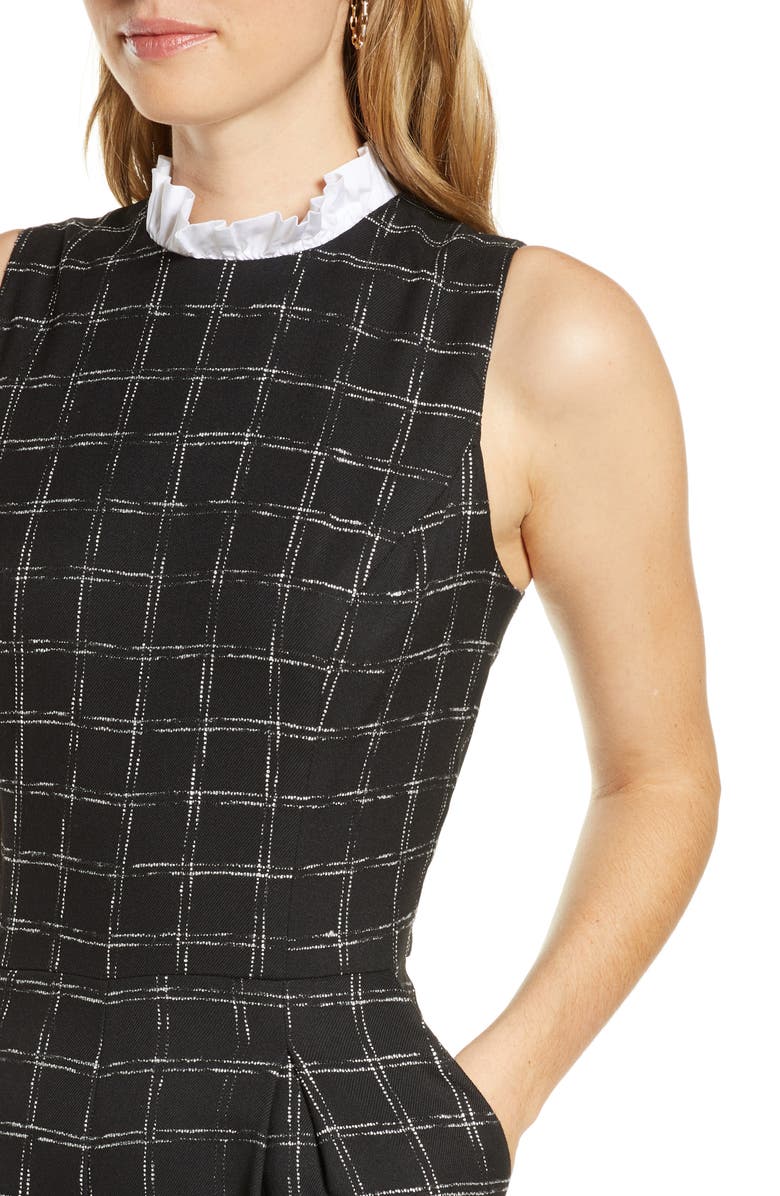 1901 Windowpane Plaid Ruffle Collar Crop Jumpsuit, Alternate, color, 