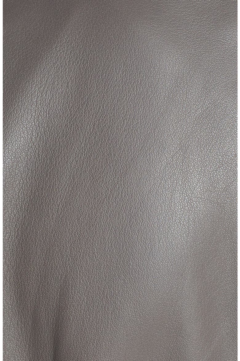 Collarless Leather Jacket, Alternate, color, TAUPE- DUSK