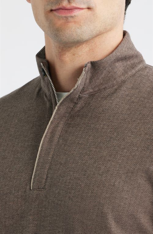 Johnnie-o Rubin Herringbone Quarter Zip In Brown