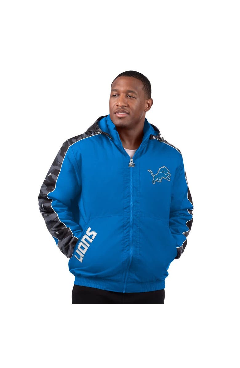 STARTER Men's Starter  Blue Detroit Lions Thursday Night Gridiron Full-Zip Jacket, Main, color, 