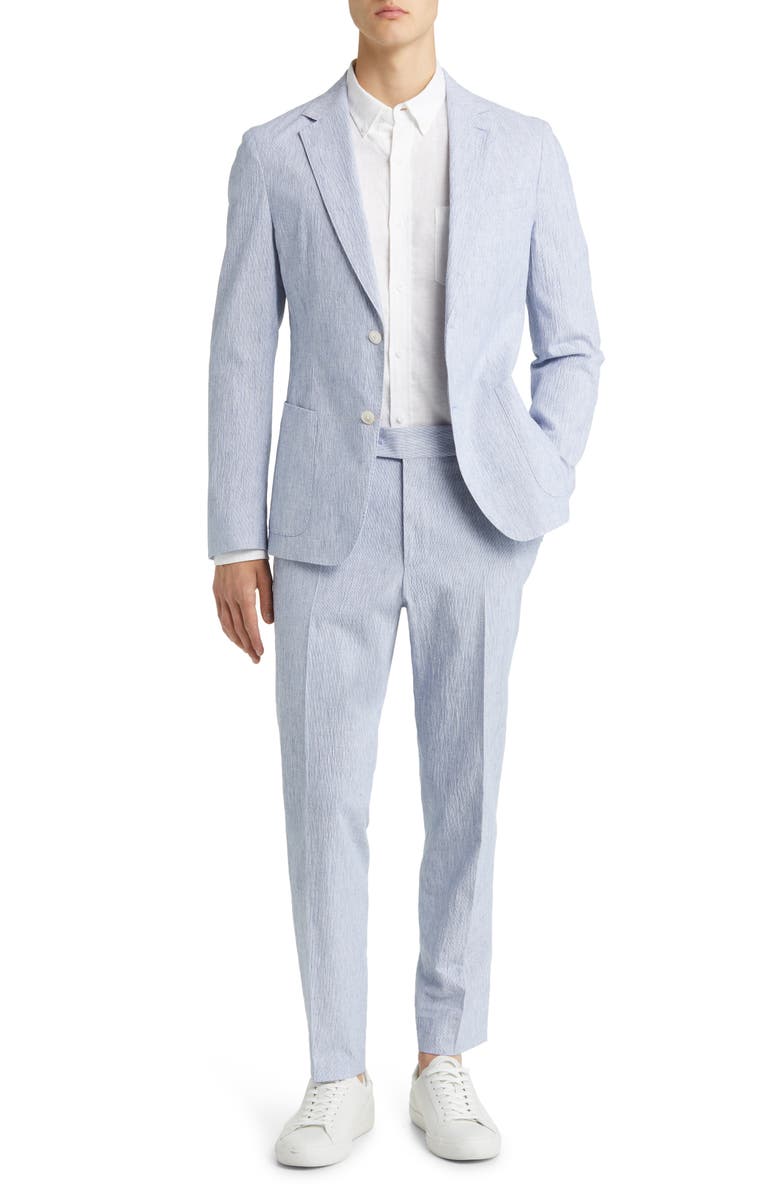 BOSS Hanry Stretch Cotton & Linen Suit, Main, color, Open Bu