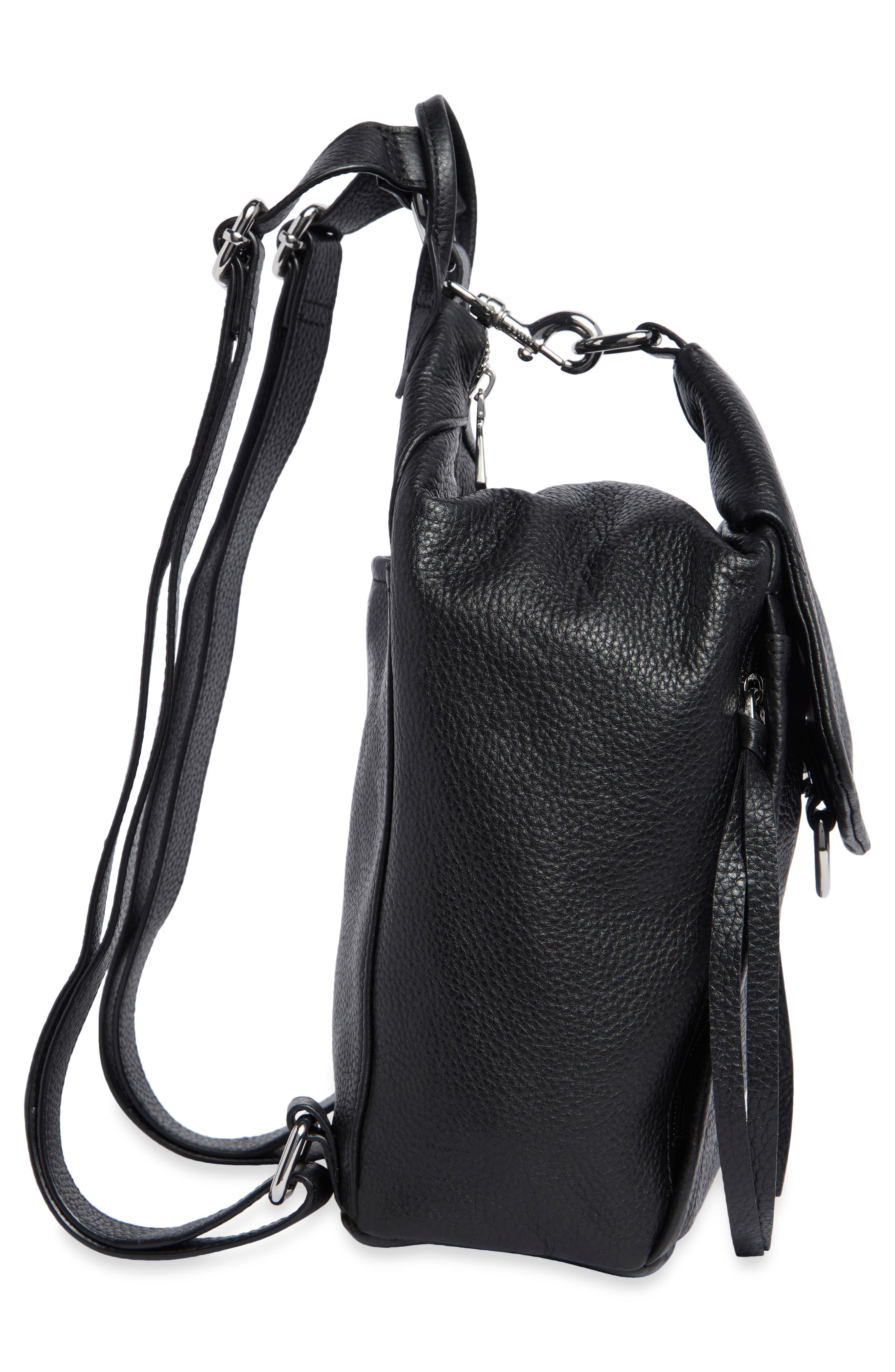 Dumbo Leather Backpack, Alternate, color, BLACK