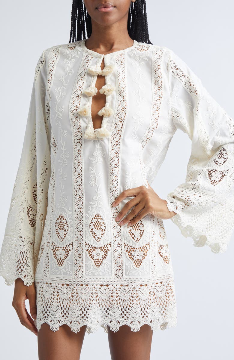 Johanna Ortiz Vision Seeking Long Sleeve Minidress, Alternate, color, Ecru